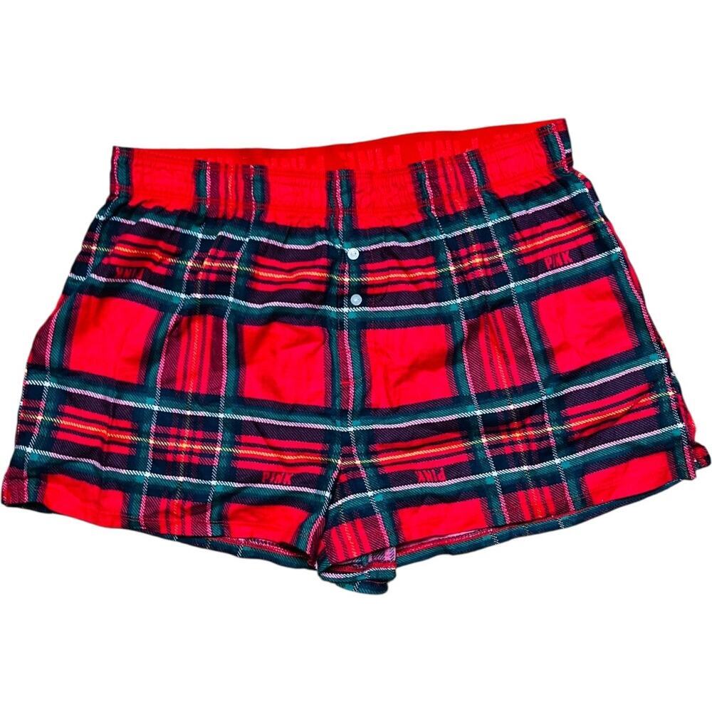 Victoria’s Secret PINK Red Plaid Flannel Sleep Shorts